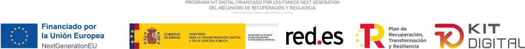 Logotipo Gobierno de España, red.es, Kit Digital, Plan de Recuperación, Transformación y Resiliencia